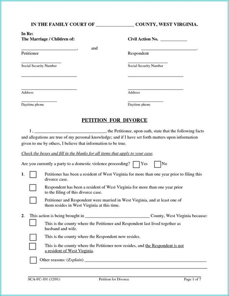 Free Printable Divorce Forms For Virginia Printable Forms Free Online