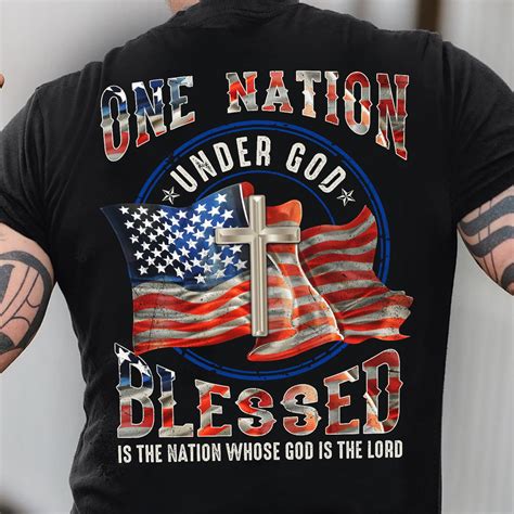 Us Flag One Nation Under God Jesus Black Back Printed Apparel