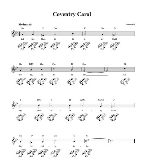Coventry Carol Chords Sheet Music And Tab For 12 Hole