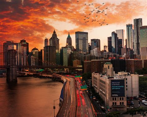 1280x1024 Sunset Over Manhattan Bridge Wallpaper1280x1024 Resolution