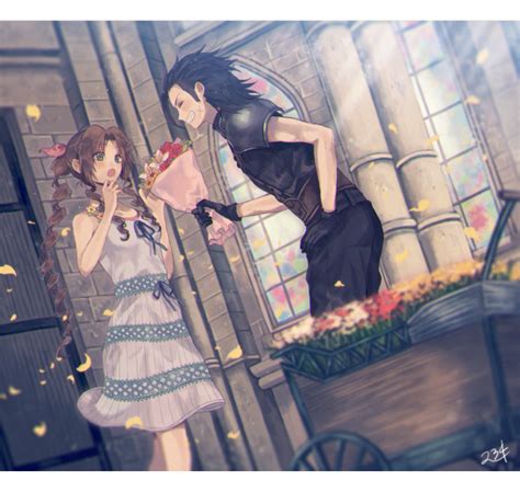Aerith Gainsborough And Zack Fair Final Fantasy And 2 More Drawn By