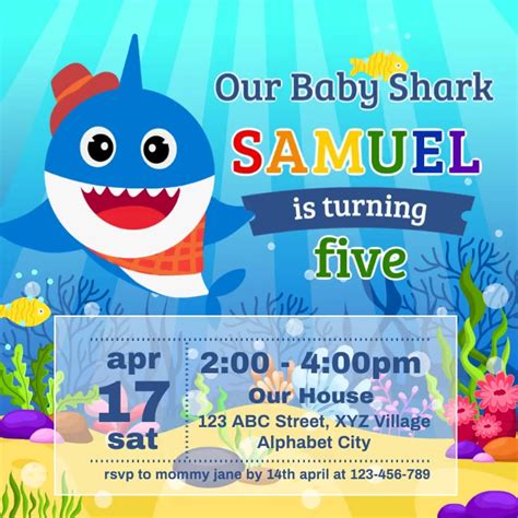 Baby Shark Invitation Template Postermywall