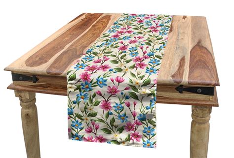 Flower Table Runner Blooming Spring Flowers On Branches Romantic