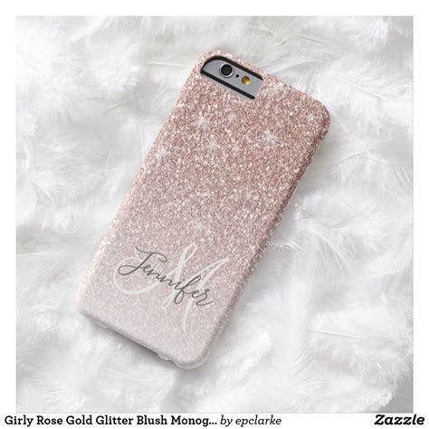 Girly Rose Gold Glitter Blush Monogram Name Case Mate Iphone Case