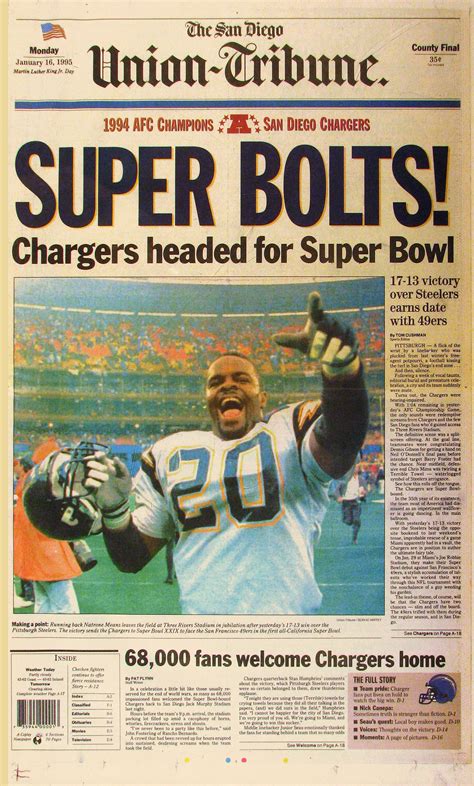 January 16, 1995: Chargers headed for Super Bowl - The San Diego Union-Tribune