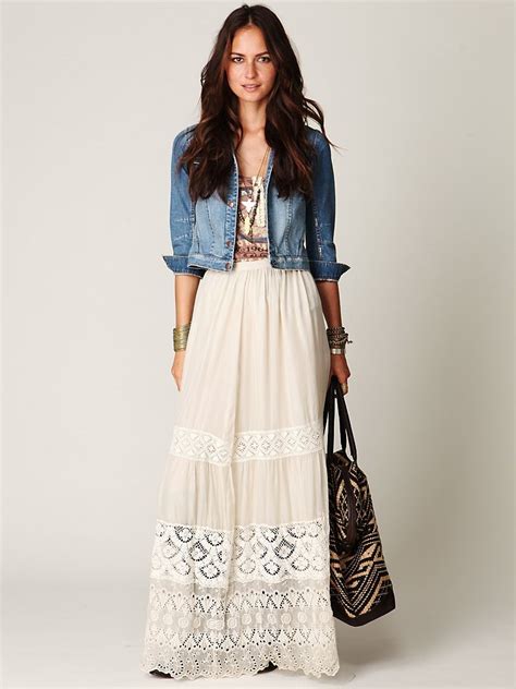 Free People Demure Lace Maxi Skirt In Ecru White Lyst