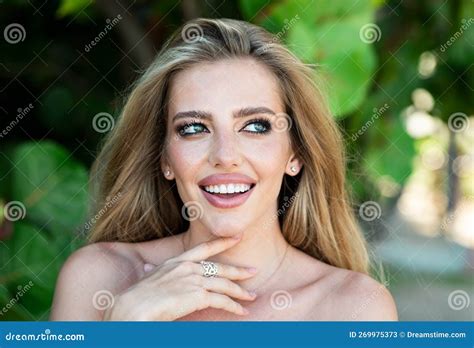 Beautiful Woman Enjoying Summer Fashion Vogue Style Closeup Portrait