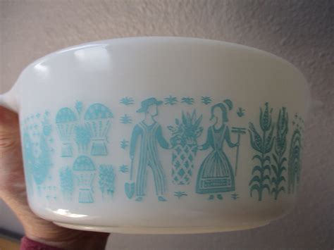 Vintage Pyrex 472 Amish Butterprint Turquoise On White Etsy
