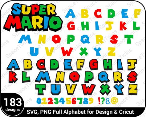 Super Mario Font Svg Super Mario Font Super Mario Letters Etsy