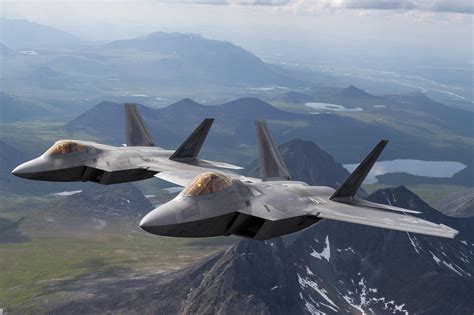 Us Air Force F 22 Raptors From Joint Base Elmendorf Richardson Fly