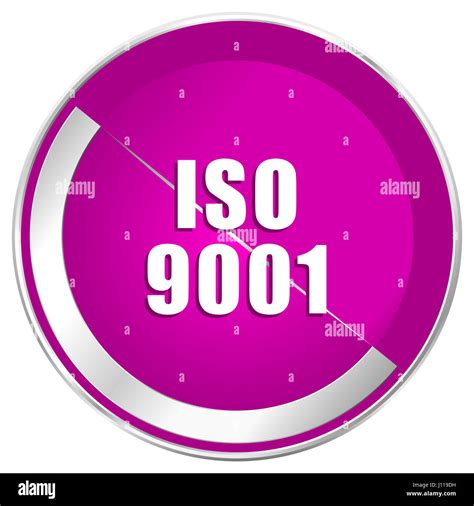 Iso 9001 Web Design Violet Silver Metallic Border Internet Icon Stock