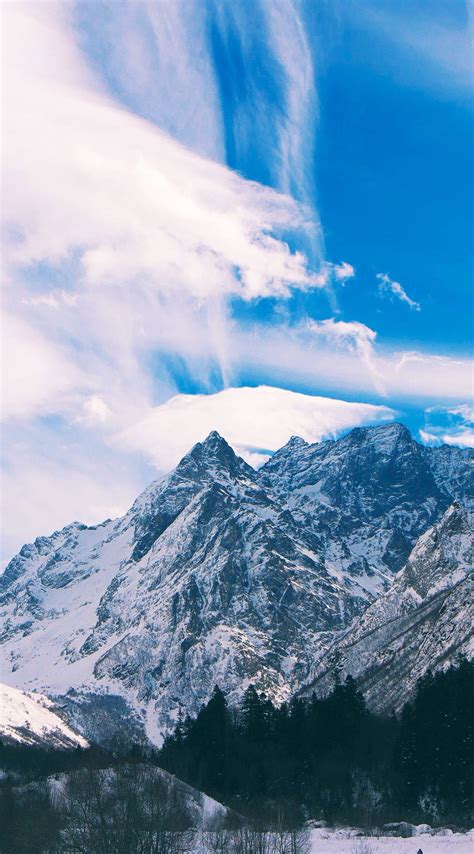 Snowy Mountain Landscape Clouds Wallpapersc Iphone6splus