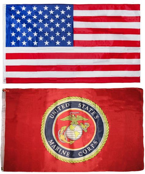 Wholesale Combo Lot 3x5 Usa Americanand Usmc Marine Corps Red Emblem