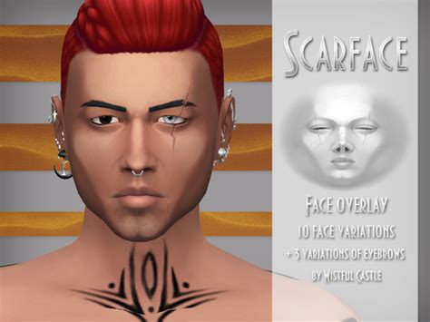 Scarface Male Face Overlay And Eyebrows The Sims 4