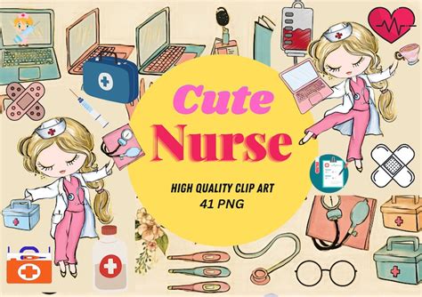 cute nurse and doctor clipart bundle graphics medical clip art set for digital design and diy