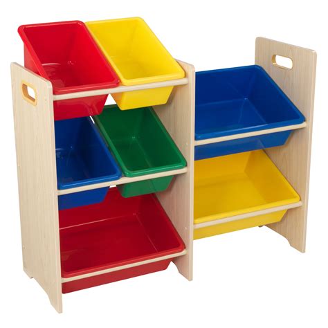 Kidkraft Wooden Childrens Toy Storage Unit With Seven Plastic Bins