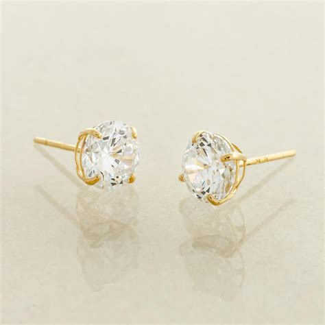 Anygolds K Real Solid Gold Mm Round Stud Earrings Made With Real