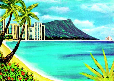 Waikiki Beach And Diamond Head 150 Painting By Donald K Hall