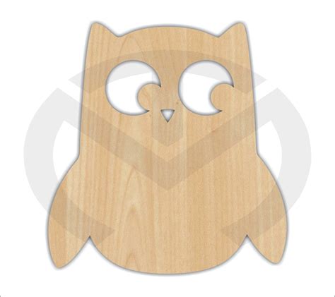 Unfinished Wood Owl with face cut out Laser Cutout Wreath