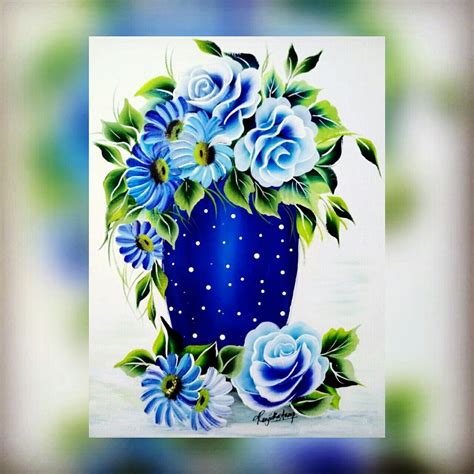 Flower Vase Painting Acrylic Painting Small Art Printing On Fabric