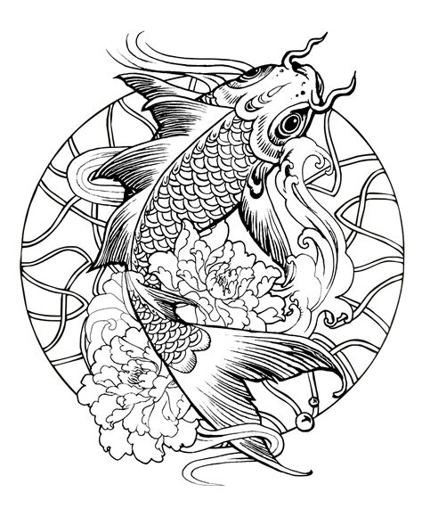 In this section, find a large selection of coloring pages fish. Mandala fish carp - M&alas Adult Coloring Pages