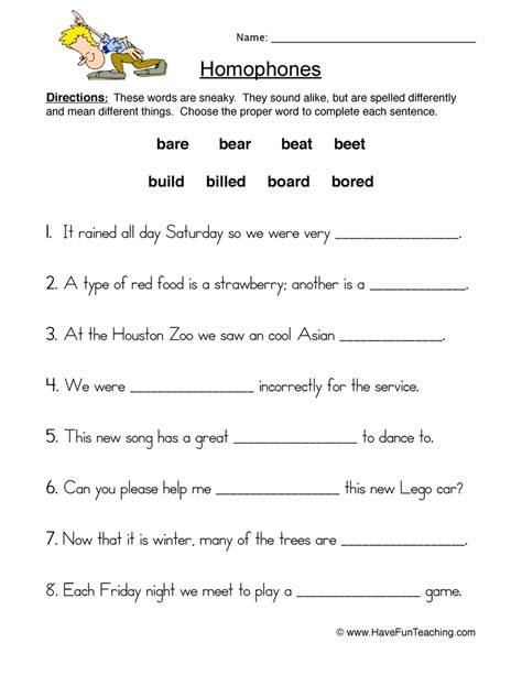 Homophones 1st Grade Worksheets