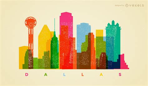 Colorful Dallas Skyline Vector Download