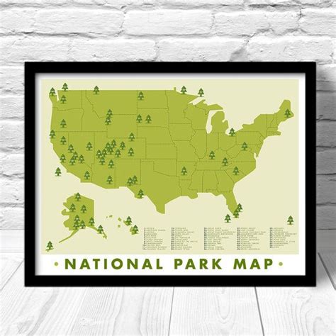 National Park Mapmap Print Outdoors Wall Art By Considergraphics Would
