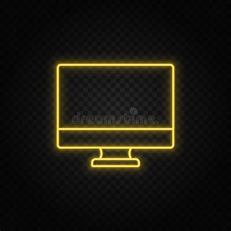 Yellow Neon Icon Monitor Computer Transparent Background Yellow Neon