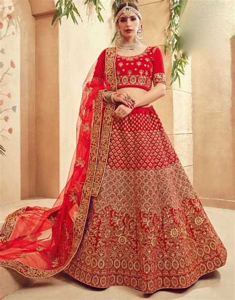 Royal Bride Heavy Work Bright Red Lehenga Choli Lehengas Designer Collection