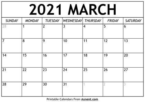 These free march calendars are.pdf files that download and print on almost any printer. Printable March 2021 Calendar Template - Time Management ...