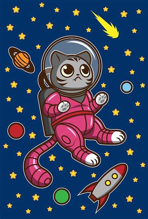 Kitty Cat In Space Art Print By Jennifer Smith Space Cat Space