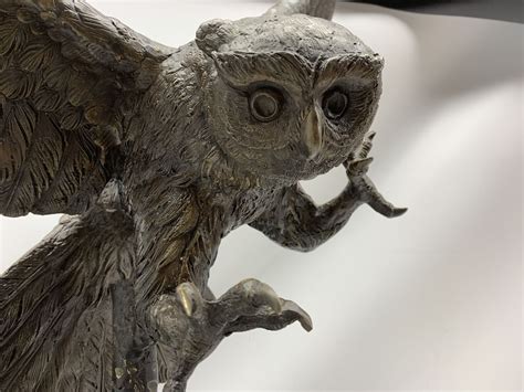 Ds After Jules Moigniez 1835 1894 Large Bronze Sculpture Of An Owl