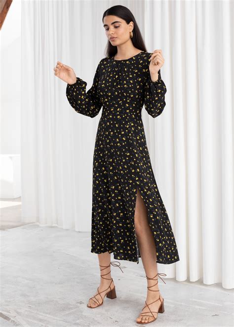 And Other Stories Floral Long Sleeve Midi Dress