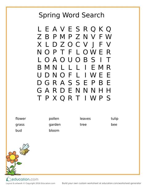 Free Printable Spring Word Search For Kids New And