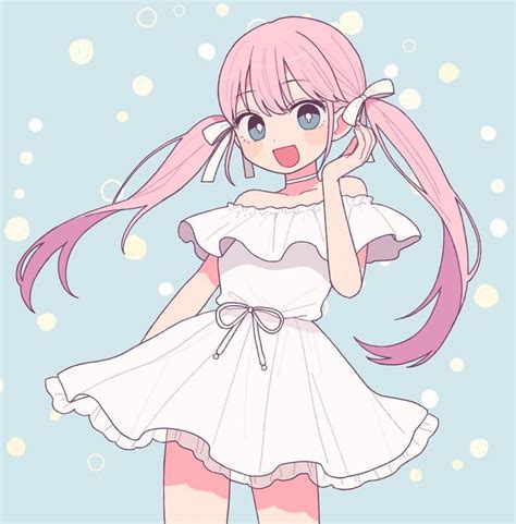 White Dress And Pink Twintails Anime And Manga Anime Girl Pink