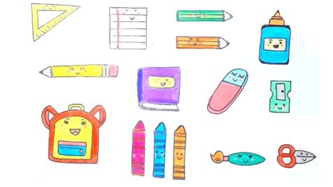 How To Draw School Supplies Step By Step Easy Drawing Tutorial Youtube