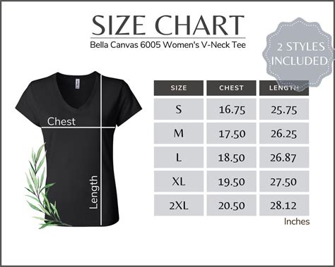 Bella Canvas 6005 Size Chart 6005 Womens V Neck T Shirt Size Table Bella Canvas 6005 Black