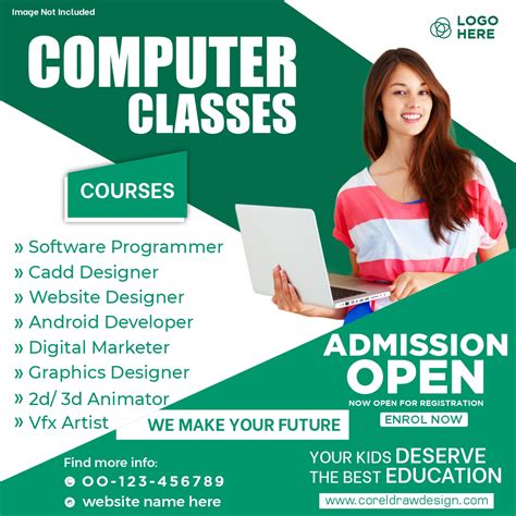 Download Computer Classes Admission Social Media Post Template Free