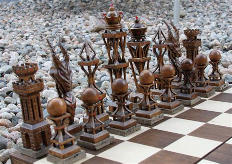 Customwoodenchesssetbycuriouscogsonetsy300000 Wooden