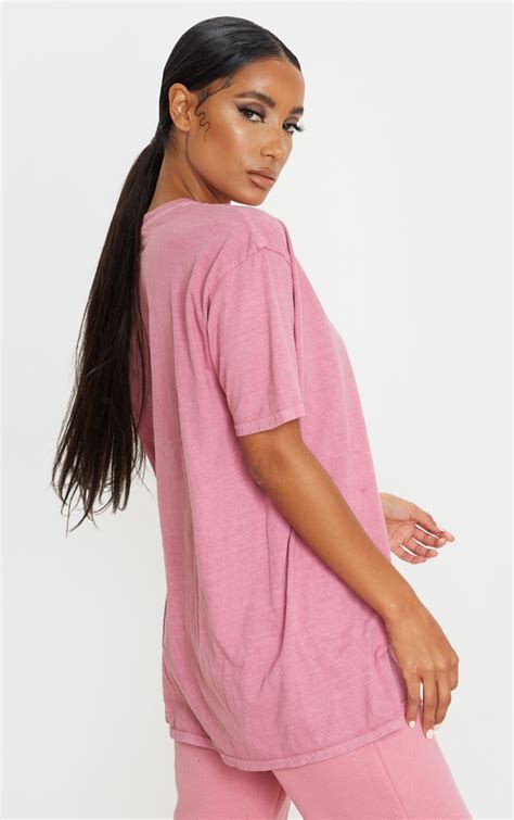 Dusty Pink Washed T Shirt Tops Prettylittlething Usa