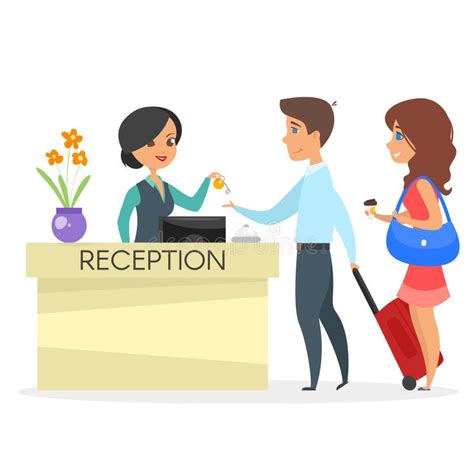 Vector Cartoon Style Illustration Of Hotel Reception Stock Vector