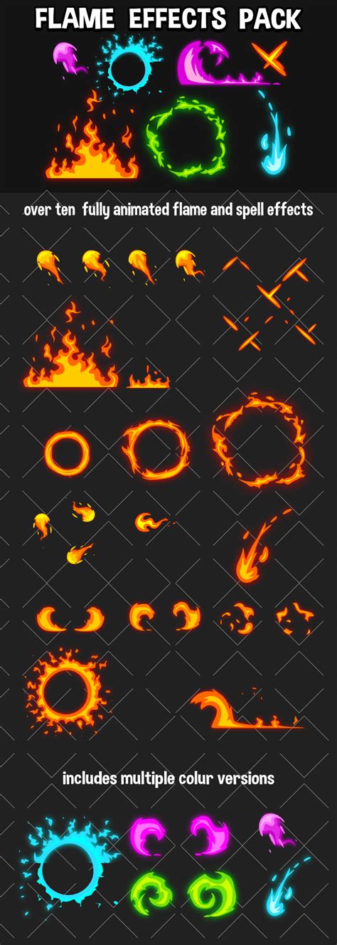 Flame effect 2d game effects pack | GameDev Market