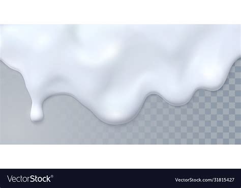 Dripping White Milk On Transparent Background Vector Image