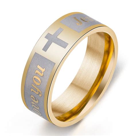 316l Stainless Steel Ring For Men And Women Jesus Love You Cross Ring