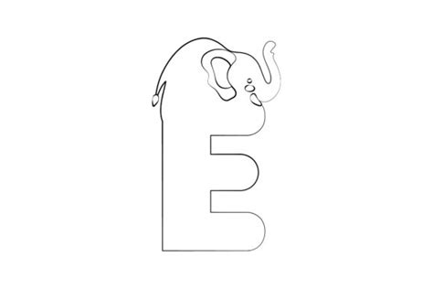 Letter E For Elephant Coloring Page Graphic By Pigeometric · Creative