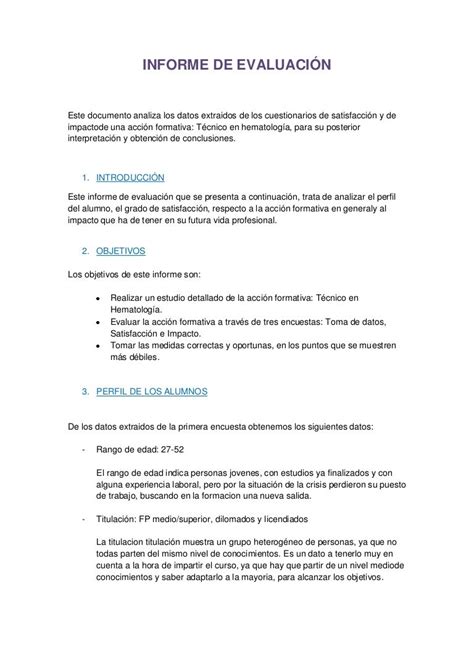 Informe De Evaluación