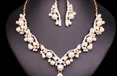 pearl necklace jewelry earrings bridal gold sets women drop set wedding jewellery imitation brides arrival shipping color