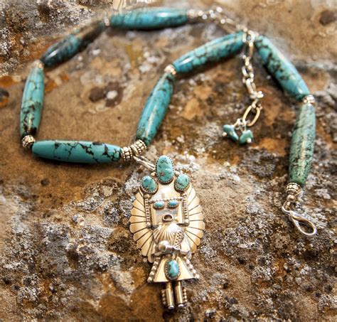 RESERVED Sterling Silver Kingman Turquoise Kachina Necklace Etsy