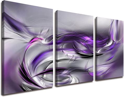 Purple And Gray Abstract Canvas Wall Art Decor Modern 3